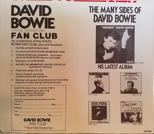 David Bowie : ChangesOneBowie (LP,Compilation,Stereo)