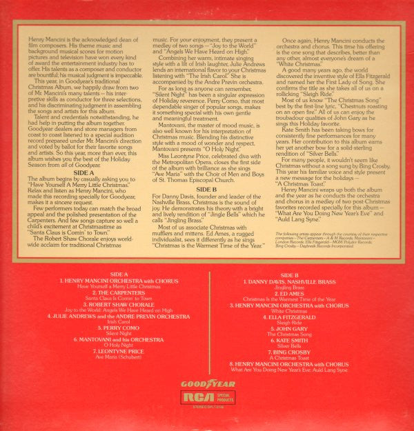 Various : Henry Mancini Selects Great Songs Of Christmas By Great Artists Of Our Time (LP,Compilation,Limited Edition,Stereo)