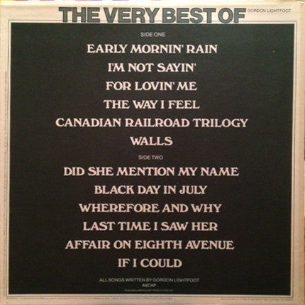 Gordon Lightfoot : The Very Best Of Gordon Lightfoot (LP,Compilation,Reissue)
