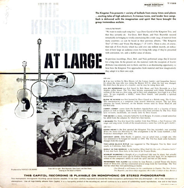 Kingston Trio : At Large (LP,Album,Repress,Mono)