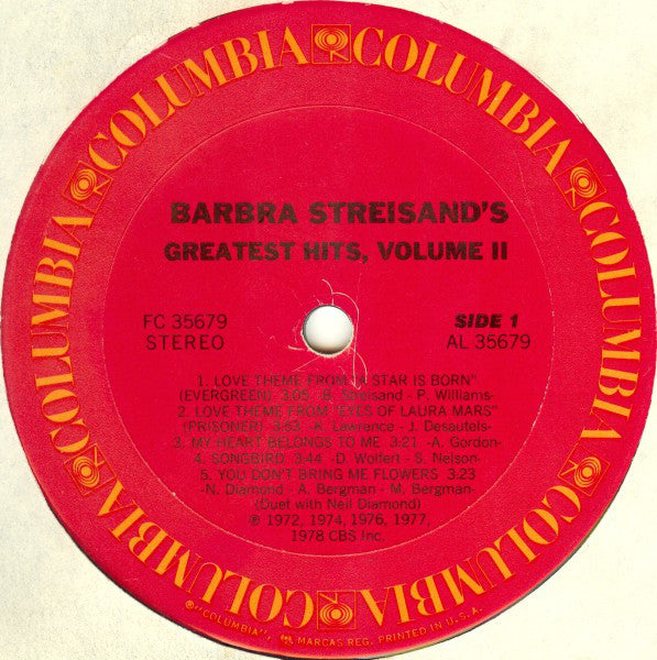Barbra Streisand : Barbra Streisand's Greatest Hits - Volume 2 (LP,Compilation,Reissue,Stereo)