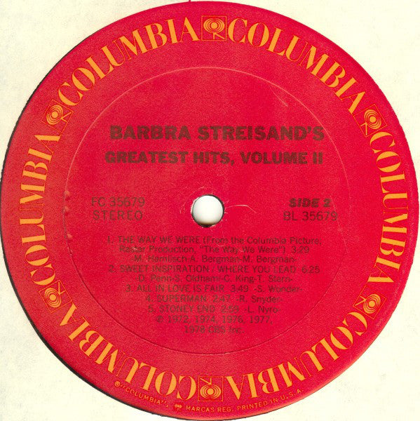 Barbra Streisand : Barbra Streisand's Greatest Hits - Volume 2 (LP,Compilation,Reissue,Stereo)
