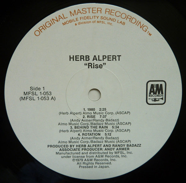 Herb Alpert : Rise (LP,Album,Limited Edition,Reissue,Remastered)