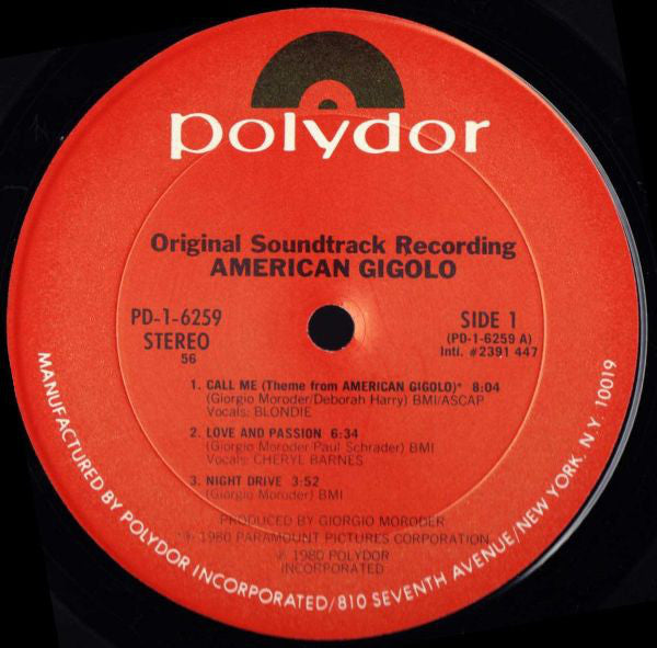 Giorgio Moroder : American Gigolo (Original Soundtrack Recording) (LP,Album)