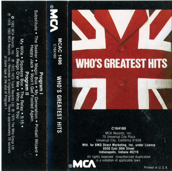 Who, The : Who's Greatest Hits (Compilation,Club Edition,Reissue)