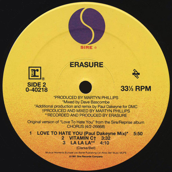 Erasure : Love To Hate You (12",33 ⅓ RPM,Maxi-Single)