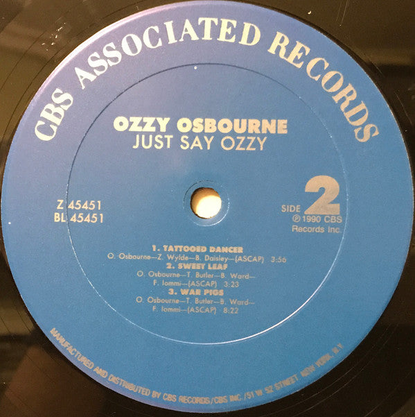 Ozzy Osbourne : Just Say Ozzy (12",33 ⅓ RPM,EP)