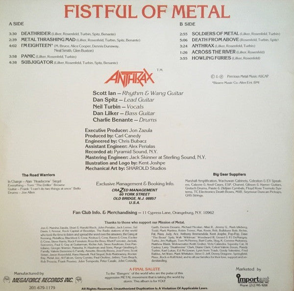 Anthrax : Fistful Of Metal (LP,Album)