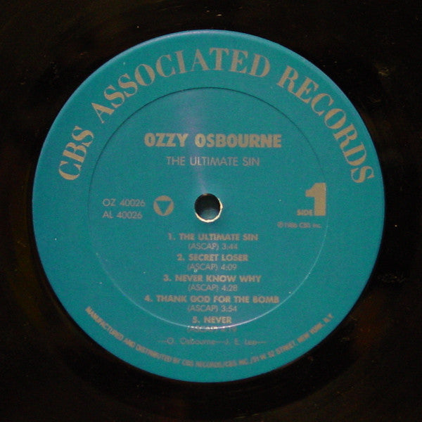 Ozzy Osbourne : The Ultimate Sin (LP,Album)