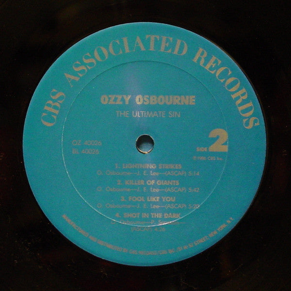 Ozzy Osbourne : The Ultimate Sin (LP,Album)