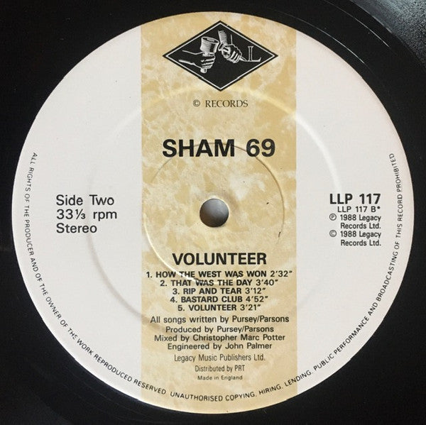 Sham 69 : Volunteer (LP,Album)