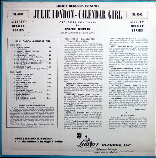 Julie London : Calendar Girl (LP,Album,Reissue,Mono)