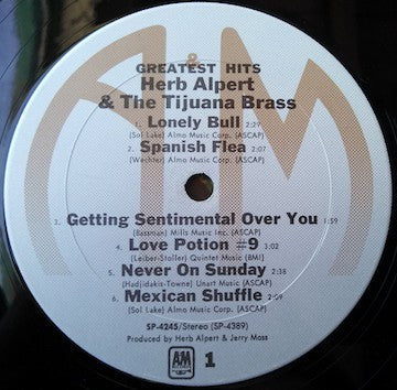Herb Alpert & The Tijuana Brass : Greatest Hits (LP,Compilation,Reissue)