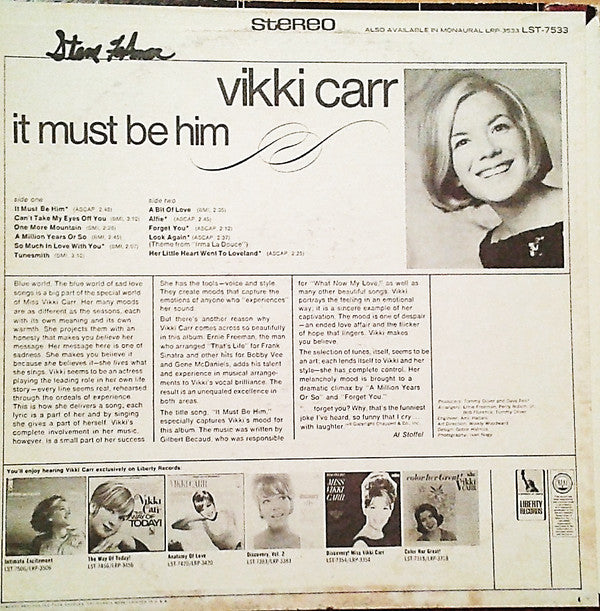 Vikki Carr : It Must Be Him (LP,Album,Stereo)