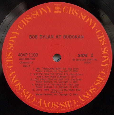 Bob Dylan : Bob Dylan At Budokan (LP,Album,Stereo)