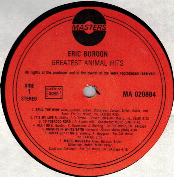 Eric Burdon : Greatest Hits (LP,Compilation,Stereo)