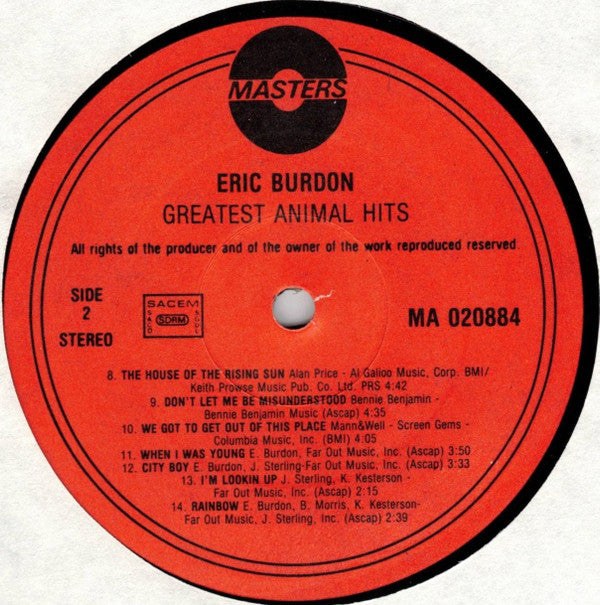 Eric Burdon : Greatest Hits (LP,Compilation,Stereo)