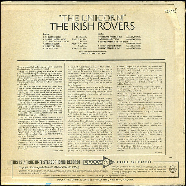 Irish Rovers, The : The Unicorn (LP,Album,Stereo)