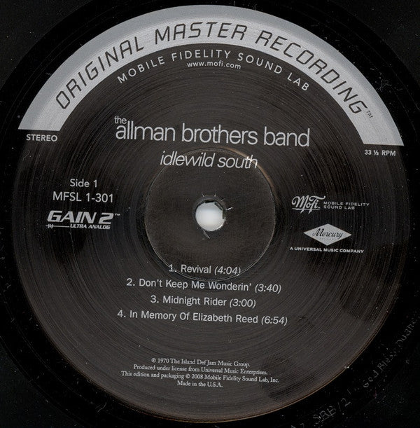 Allman Brothers Band, The : Idlewild South (LP,Album,Limited Edition,Numbered,Reissue,Remastered)