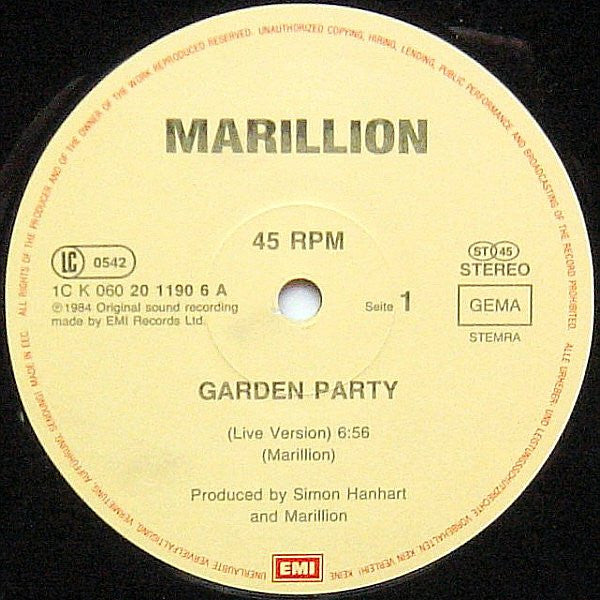 Marillion : Garden Party Live (12",45 RPM,Maxi-Single)