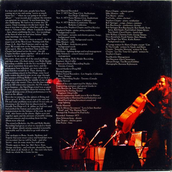 Harry Chapin : Greatest Stories - Live (LP,Album)