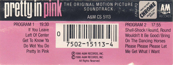 Various : Pretty In Pink - The Original Motion Picture Soundtrack (Compilation)