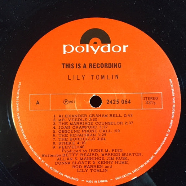 Lily Tomlin : This Is A Recording (LP,Album)