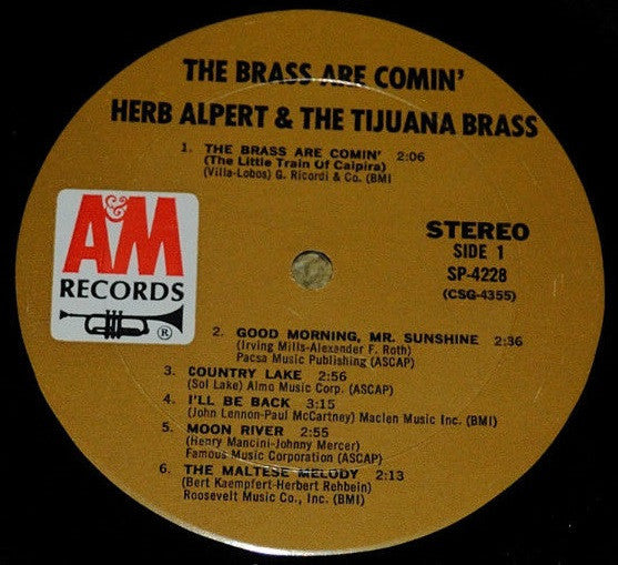 Herb Alpert & The Tijuana Brass : The Brass Are Comin' (LP,Album,Stereo)