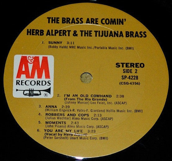 Herb Alpert & The Tijuana Brass : The Brass Are Comin' (LP,Album,Stereo)