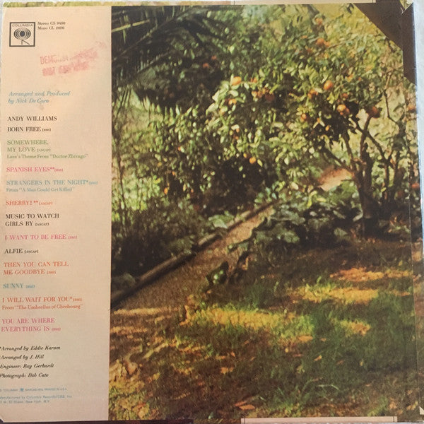 Andy Williams : Born Free (LP,Album,Mono)
