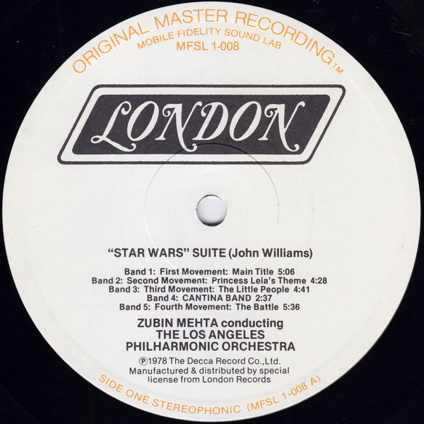 Zubin Mehta Conducts Los Angeles Philharmonic Orchestra : Suites From Star Wars And Close Encounters Of The Third Kind (LP,Album,Limited Edition,Remastered)