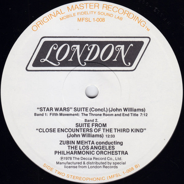 Zubin Mehta Conducts Los Angeles Philharmonic Orchestra : Suites From Star Wars And Close Encounters Of The Third Kind (LP,Album,Limited Edition,Remastered)