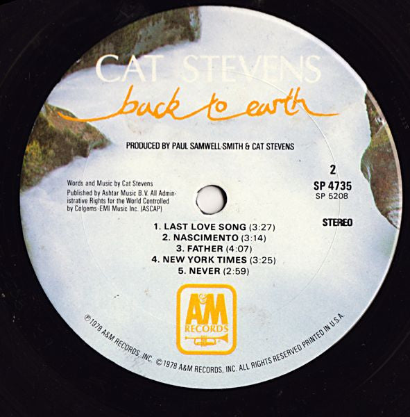Cat Stevens : Back To Earth (LP,Album,Stereo)