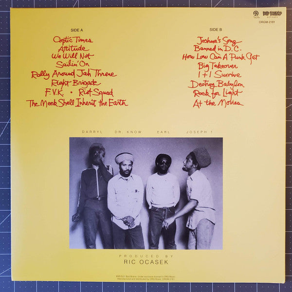 Bad Brains : Rock For Light (LP,Album,Limited Edition,Reissue,Remastered)
