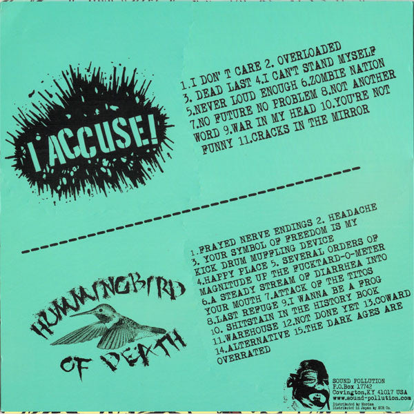 I Accuse! / Hummingbird Of Death : I Accuse! / Hummingbird Of Death (12",45 RPM,Album)