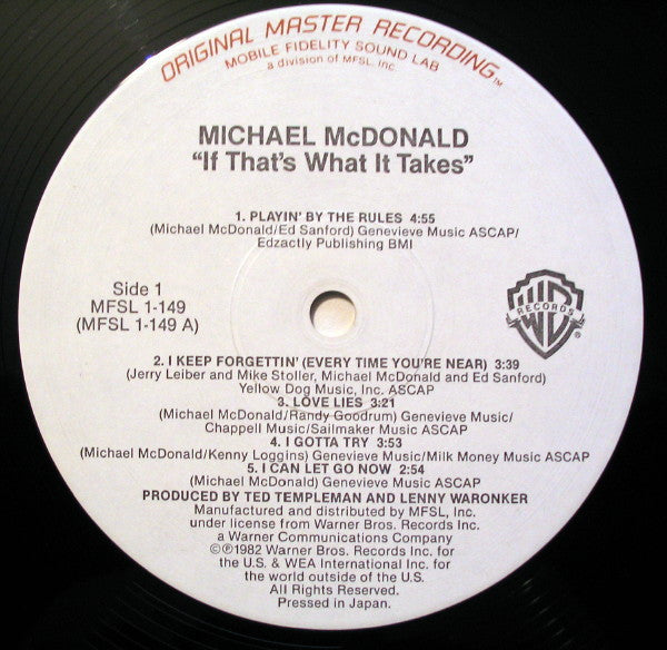 Michael McDonald : If That's What It Takes (LP,Album,Limited Edition,Reissue,Remastered,Stereo)