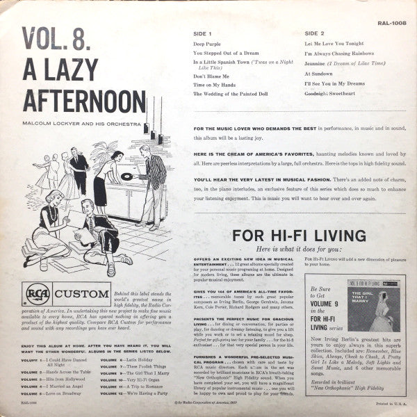 Malcolm Lockyer Orchestra, The : A Lazy Afternoon (LP,Album)