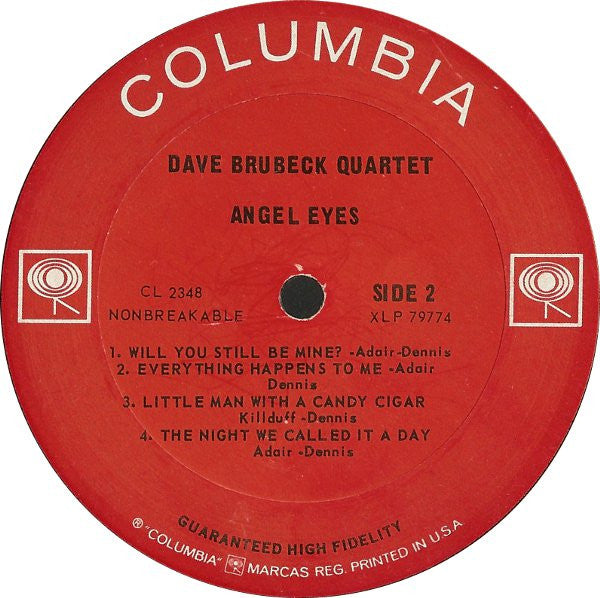 Dave Brubeck Quartet, The : Angel Eyes (LP,Album,Mono)