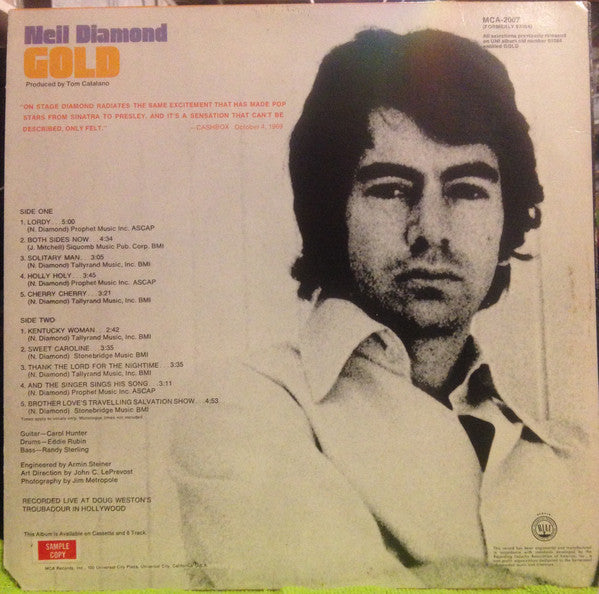 Neil Diamond : Gold (LP,Album,Reissue)