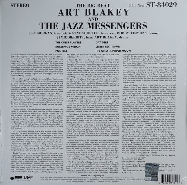 Art Blakey & The Jazz Messengers : The Big Beat (LP,Album,Reissue,Stereo)
