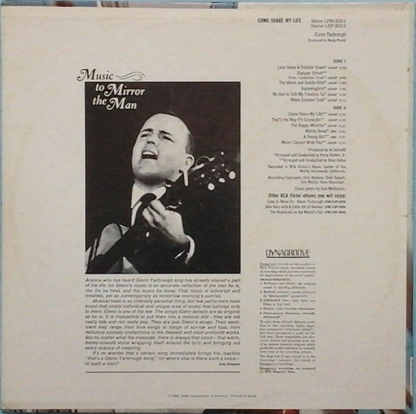 Glenn Yarbrough : Come Share My Life (LP,Album,Stereo)