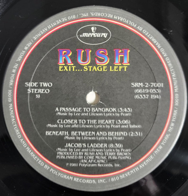 Rush : Exit...Stage Left (LP,Album,Repress)