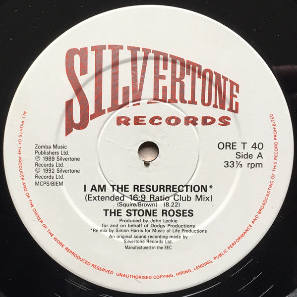 Stone Roses, The : I Am The Resurrection (12",33 ⅓ RPM,Single)