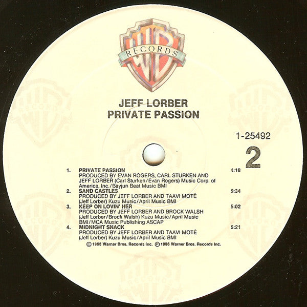Jeff Lorber Featuring Karyn White And Michael Jeffries : Private Passion (LP,Album)