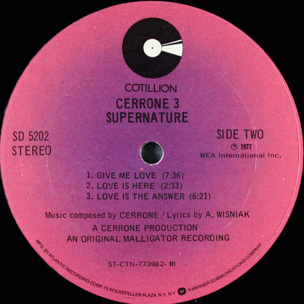 Cerrone : Cerrone 3 - Supernature (LP,Album,Mixed,Stereo)