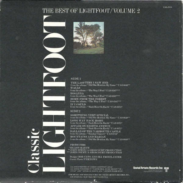 Gordon Lightfoot : Classic Lightfoot (The Best Of Lightfoot / Volume 2) (LP,Compilation)