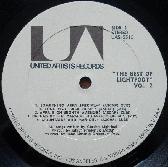 Gordon Lightfoot : Classic Lightfoot (The Best Of Lightfoot / Volume 2) (LP,Compilation)