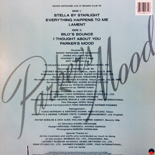 Sadao Watanabe : Parker's Mood - Sadao Watanabe Live At Bravas Club '85 (LP,Album)