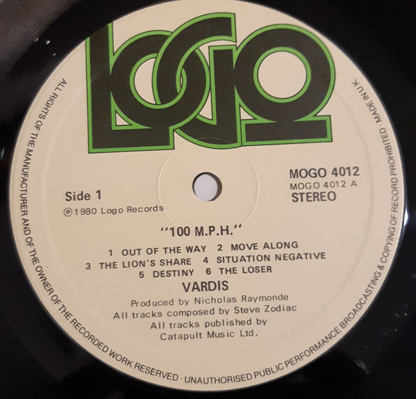 Vardis : 100 M.P.H. (LP,Album,Stereo)