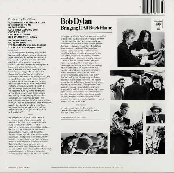 Bob Dylan : Bringing It All Back Home (LP,Album,Reissue,Stereo)